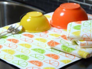 Drying Mat for Dishes Instead of a Dish Drying Rack   Citrus Design   Decorative Dish Drying Mat