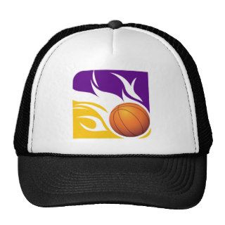 Flaming Basketball Purple and Gold Mesh Hat