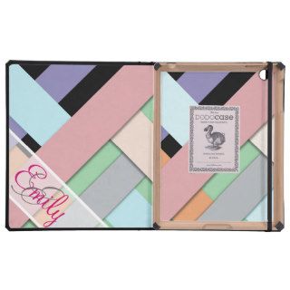 Monogram Modern Fashion Pastel Stripes Color Block iPad Case