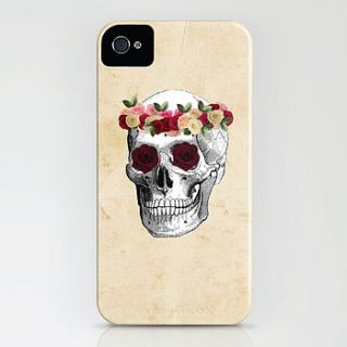 skull and roses iphone case by vintage loves roses