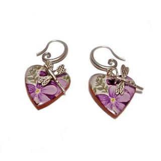 lavender ceramic heart earrings by eve&fox