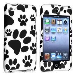 Black/ White Paw Snap on Rubber Case for Apple iPod Touch Generation 4 Eforcity Cases