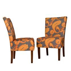 angeloHOME Bradford Desert Sunset Brown Paisley Upholstered Armless Dining Chairs (Set of 2) ANGELOHOME Dining Chairs