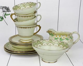 14 piece cream and gold vintage tea set by the vintage tea cup