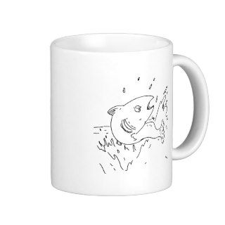 Jumping Fish Outline Coffee Mugs