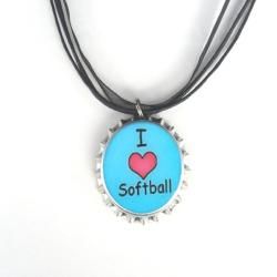 'I Love Softball' Bottle Cap Necklace Necklaces