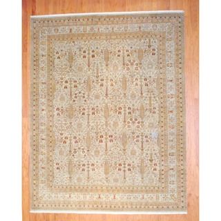 Indo Hand knotted Vegetable Dye Beige/ Gold Wool Rug (8'10 x 11'3) 7x9   10x14 Rugs