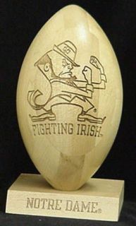U of Notre Dame Mascot Small Laser Engraved Wood Football —