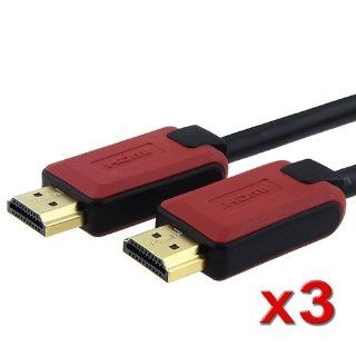 eForCity 3 pack 3 Feet Hi Speed 1.4 HDMI Cable Ethernet+3D 1080p Gold M/M Compatible with HDTV / Plasma / LCD / PS3 / DVD Players / Cable Boxes Electronics