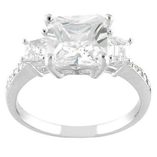 Silver Plated Square CZ Ring Silver