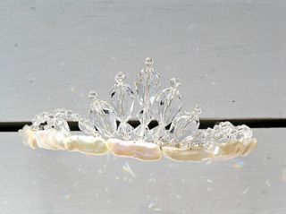freshwater pearl and swarovski crystal tiara by heirlooms ever after