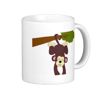 Brown Monkey Hanging a Tree Branch Mug
