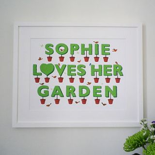 personalised i love my garden print by glyn west design