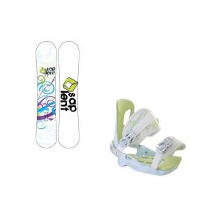 Sapient Spiral Snowboard w/Rossignol Zena Bindings White/Light Blue   Womens board binding package 0949