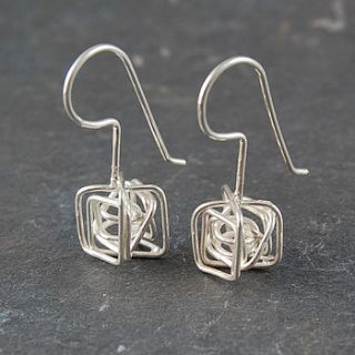 nest square silver drop earrings by otis jaxon silver and gold jewellery