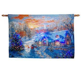 Holiday Scene 36 x 26 Fiber Optic Wall Tapestry with Lights —