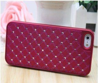 Luxury Bling Diamond Plating Skinning Hard Skin Case Cover for Apple iphone 5   Plastic Shell with Plating Frame   Red Cell Phones & Accessories