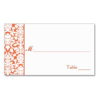 Orange and White Damask Place Cards Business Cards