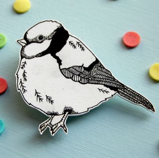 blue tit illustration bird brooch by raspberry finch