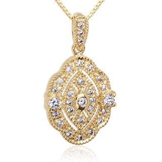 Dazzling in All its Glory Vermeil Vintage Style Oval Cubic Zirconia Pendant Pendant Necklaces Jewelry