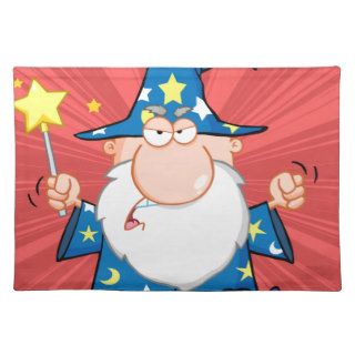 Angry Wizard Waving With Magic Wand Place Mat