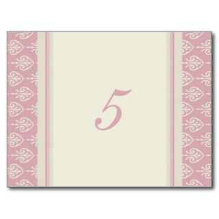 Wedding Table Number Cards Pink and Cream Post Cards