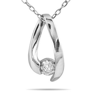 Szul 10K White Gold Round Cut Diamond Loop Pendant Necklace