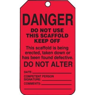 Accuform Signs TSS101PTP Scaffold Status Tag, Legend "DANGER DO NOT USE THIS SCAFFOLD KEEP OFF   THIS SCAFFOLD IS BEING ERECTED, TAKEN DOWN OR HAS BEEN FOUND DEFECTIVE", 5.75" Length x 3.25" Width x 0.015" Thickness, RP Plastic, Bl