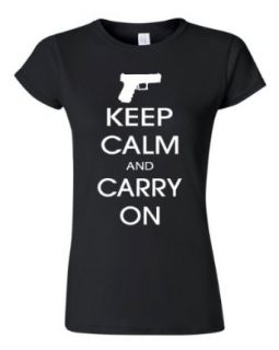 Junior Keep Calm And Carry On Gun Rights Black T Shirt Tee Clothing