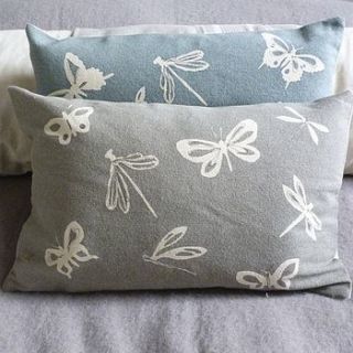 butterfly and dragonfly cushion by helkatdesign