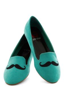 Mustachioed Pistachio Flat  Mod Retro Vintage Flats