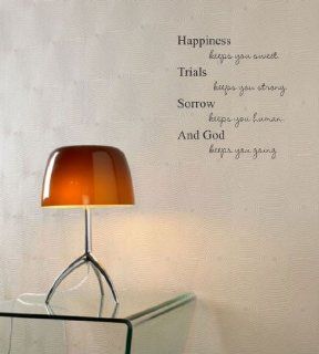 Happiness keeps you sweet. Trials keeps you strong. Sorrow keeps you human. And God keeps you going. Vinyl wall art Inspirational quotes and saying home decor decal sticker  
