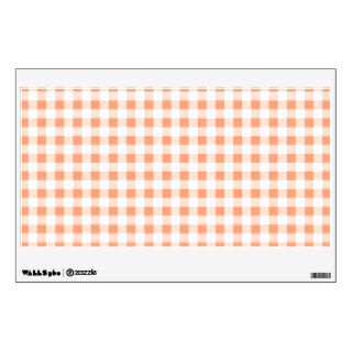 Peach White Gingham Pattern Room Sticker