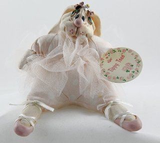 Russ Tippy Toes Stuffed Bunny Rabbit Ballerina Shelf Sitter Ceramic Head/Paws Toys & Games