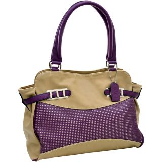 Dasein Two Tone Mesh Panel Shoulder Bag With Belted Accents