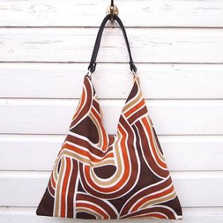 vintage seventies swirl shoulder tote bag by poppy valentine