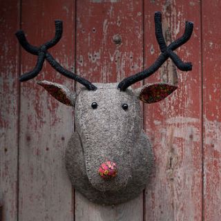 grey felt reindeer head with liberty print by armstrong ward