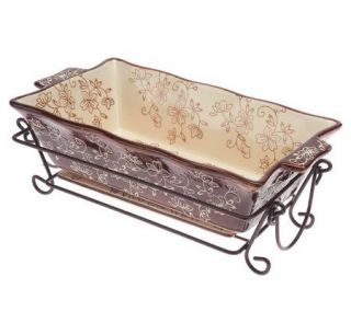 Temp tations Floral Lace Loaf Pan with Ceramic Drip Tray —
