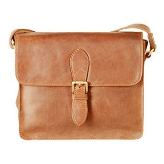 vintage style tan leather satchel by teals