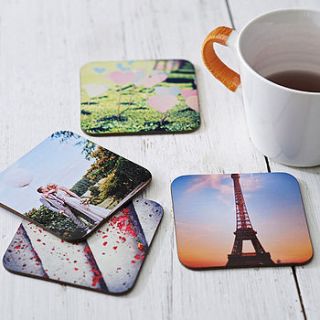 set of four personalised drinks coasters by instajunction
