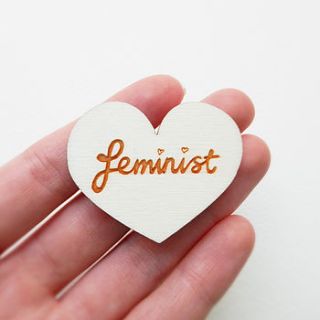 feminist heart brooch by kate rowland illustration