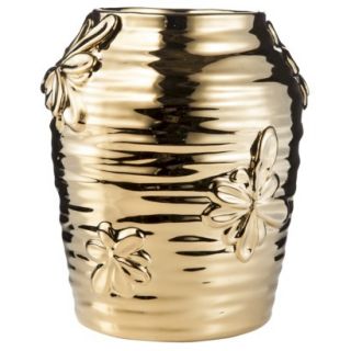 Nate Berkus™ Stoneware Floral Motif Vase   Gold
