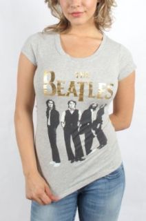 Beatles, The   Womens Standing Members T Shirt in Heather Grey, Size Medium, Color Heather Grey Music Fan T Shirts Clothing
