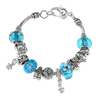 La Preciosa Silverplated 7.5 inch Blue Bead Charm Bracelet La Preciosa Crystal, Glass & Bead Bracelets