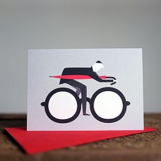 commuter bike greetings card by rebecca j kaye