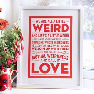 'weird love' wedding poster by chatty nora