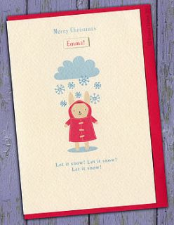 personalised christmas card let it snow by the little brown rabbit
