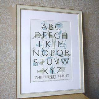 personalised seaside alphabet print by letterfest