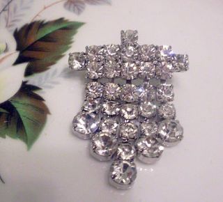 vintage diamante tassle brooch by once upon a tea cup