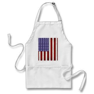 American flag, funny mustaches & chevron pattern apron